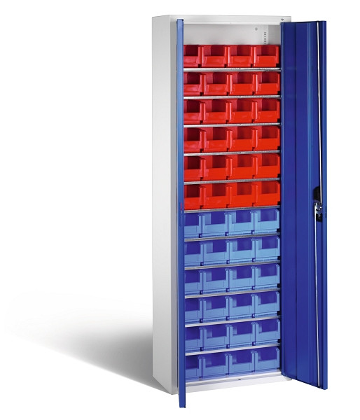 C+P Magazinschrank Serie 13, H1980xB700xT300mm, 7035/5010, Einlegeböden 11, 133113-21 S10128