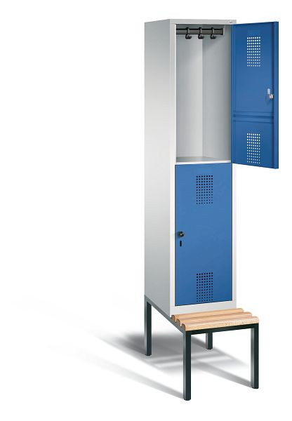 C+P Spind doppelstöckig Evolo, H2090xB420xT815mm, Farbe: Lichtgrau / Enzianblau, 48350-12 S10021