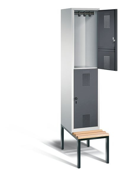 C+P Spind doppelstöckig Evolo, H2090xB420xT815mm, Farbe: Lichtgrau / Schwarzgrau, 48350-12 S10026