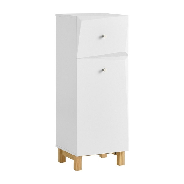SoBuy Wäscheschrank mit einer Schublade Weiß 34x30x90 cm, Modern, BZR93-W