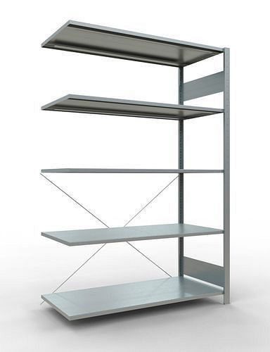 Schulte Fachbodenregal, Anbaufeld, 5 Lagerebenen, Kreuzstrebe, Fachlast 150 kg, 1306 x 636 x 2000 mm, 278720