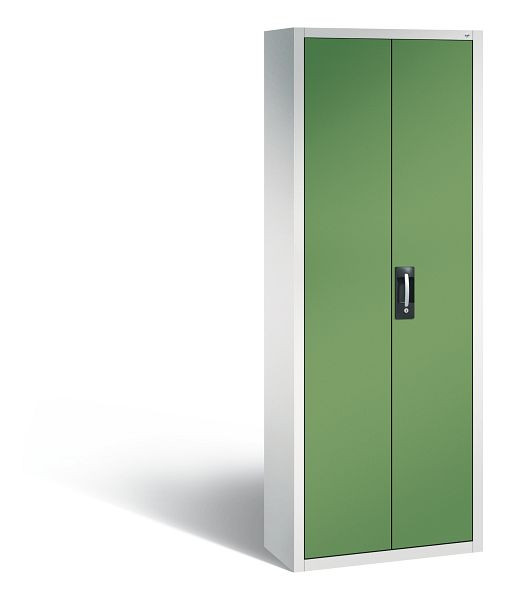 C+P Magazinschrank Serie 13, H1980xB700xT300mm, Farbe: Lichtgrau / Resedagrün, Muldengriff, 133113A21 S10010