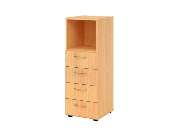 Hammerbacher Schubladenschrank 3OH, 4 Schübe, BS Buche/Buche, 40 x 41,7 x 110 cm, 4 Schubkästen, Metallgriff, V934S4/6/6/BS