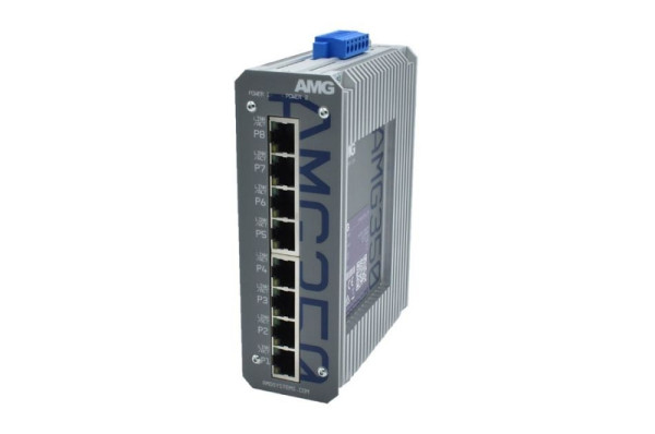AMG Systems Industrieller 8 Port Unmanaged Switch, 8 x 10/100/1000 RJ45, 12-56VDC Eingangsspannung, AMG350-8G