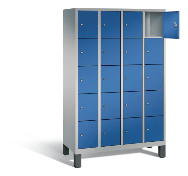 C+P Schließfachschrank Evolo, H1850xB1190xT500mm, Farbe: Weißaluminium / Enzianblau, 48010-405 S10250