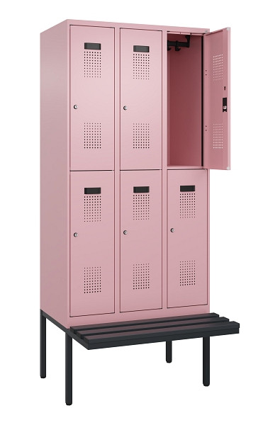C+P Doppelstock-Spind Evolo PLUS, Bank, 6 Fächer, 2120x900x815mm, 3015/3015, Zylinderschloss, Sitzfläche Kunststoff, 0493407-30 S10138