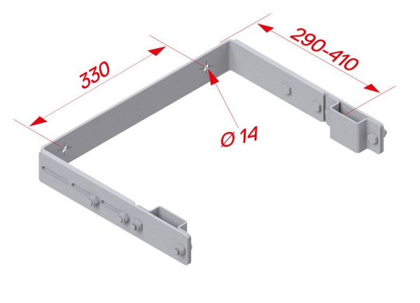 HYMER Wandhalter U-Form verstellbar, Stahl feuerverzinkt, Verstellbereich 290-410 mm, 55662