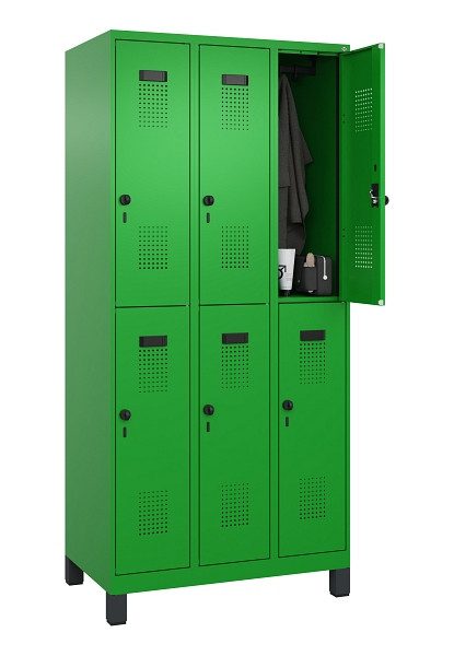 C+P Doppelstöckiger Spind Evolo PLUS, mit Füßen, 6 Fächer, 1950x900x500mm, 6037, Drehriegel, 049310-30 S10026
