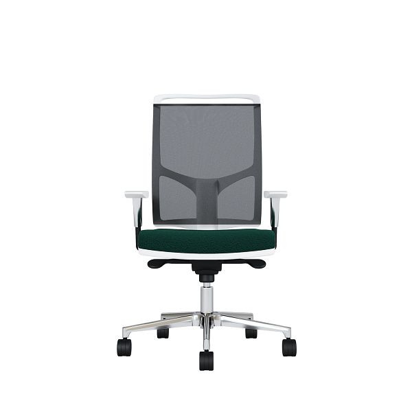 Bisley Bürodrehstuhl Zed, Weißes Kunststoff, Höhenverstellbare Armlehnen, Fußkreuz und Armlehnen aus Aluminium, NE0496 dunkelgrün, ZEDALLWNE0496