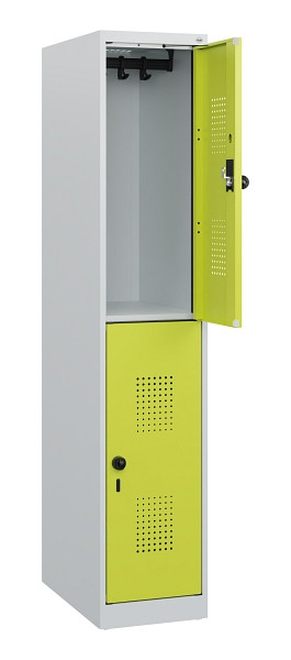 C+P Doppelstöckiger Spind Evolo PLUS, 2 Fächer, 1530x300x500mm, 7035/0024, Drehriegel, 0493005-10 S10015