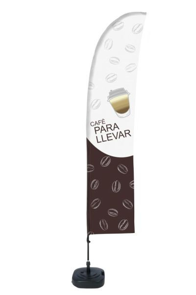 Showdown Displays Beach Flag Budget Wind Komplettset Coffee To Go Spanisch, BFBL-WT21-17-I142