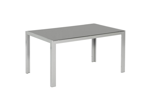 Merxx Tisch 150 x 90 cm, moderne Optik, silbernes Gestell/graue Glasplatte, Aluminiumgestell, 26360-219