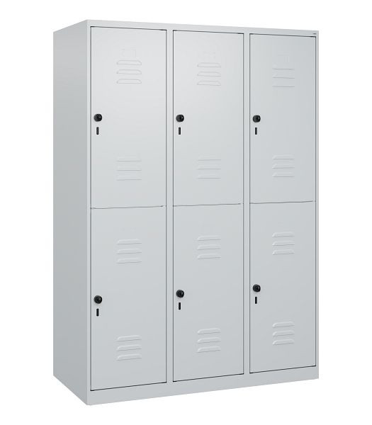 C+P Doppelstöckiger Spind Classic PLUS, 3 Abteile, 1700x1200x500mm, 7035/7035, Drehriegel, 0803007-32 S10008