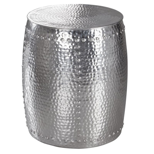 Wohnling Beistelltisch PEDRO 42 x 49 x 42 cm Aluminium Silber orientalisch rund, WL5.469