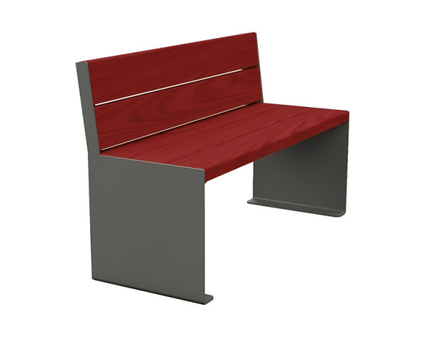 Procity Sitzbank Kube, 1200 mm, Mit Rückenlehne Stahl & Holz Ohne Armlehnen, Mahagoni/Procity Grau, 306380.GPRO.ACAJ