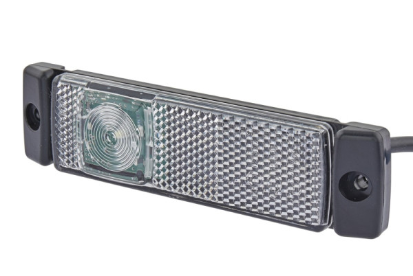 HELLA Positionsleuchte, LED, 24V, Anbau/Schraubanschluss, Lichtscheibenfarbe: glasklar, LED-Lichtfarbe: weiß, Kabel: 1300mm, vorne, EMV, 2PG 008 645-331