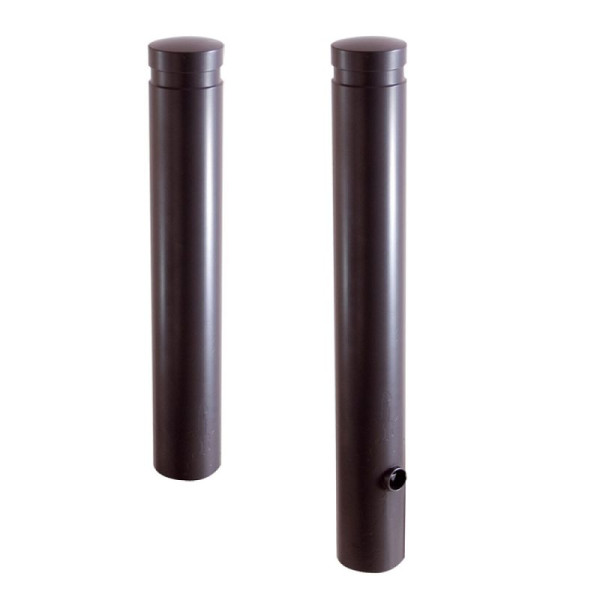 Stein HGS Poller Ø 120 mm aus starkwandigem Aluminium mit Ziernut, 750mm ortsfest, zum Einbetonieren, anthrazithgrau RAL 7016, 2 Ösen (180°), 40120b7016-2