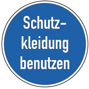 Moedel Schutzkleidung benutzen, Textschild, Folie, Ø 200 mm, 52061