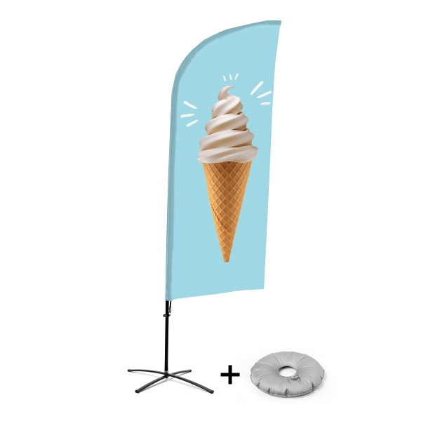 Showdown Displays Beachflag Alu Wind Komplett-Set Eis Kreuzständer, BFAW310-CB30-WB-I131