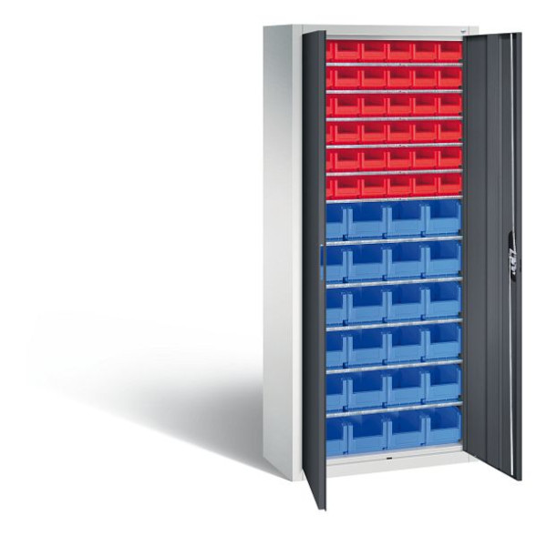 C+P Magazinschrank Serie 13, H1690xB700xT300mm, Farbe: Lichtgrau / Schwarzgrau, Muldengriff, 133413-23 S10033