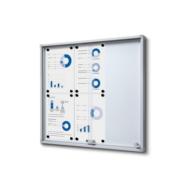 Showdown Displays Abschließbarer Schaukasten Innen mit Schiebetüren Slim mit Sicherheitsecken 6 x A4, SCSLR6xA4