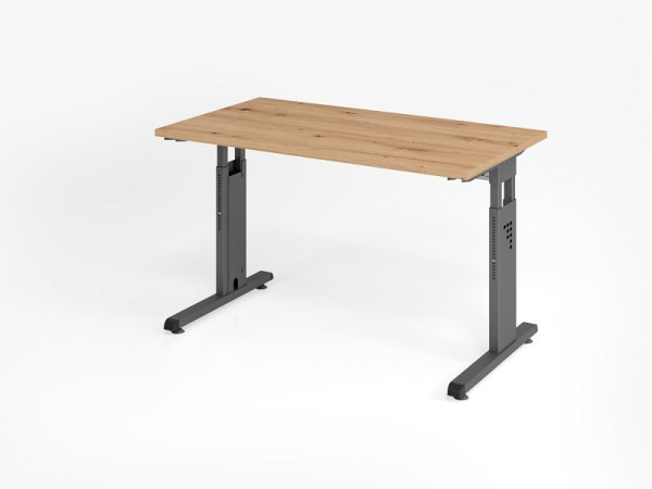 Hammerbacher Schreibtisch OS612, 120 x 67 cm, Platte: Asteiche, 25 mm dick, 2 mm ABS-Kante, Rechteckform, Graphit, VOS612/R/G