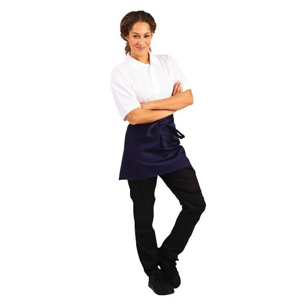 Whites kurze Bistroschürze marineblau, Polybaumwolle, BB179