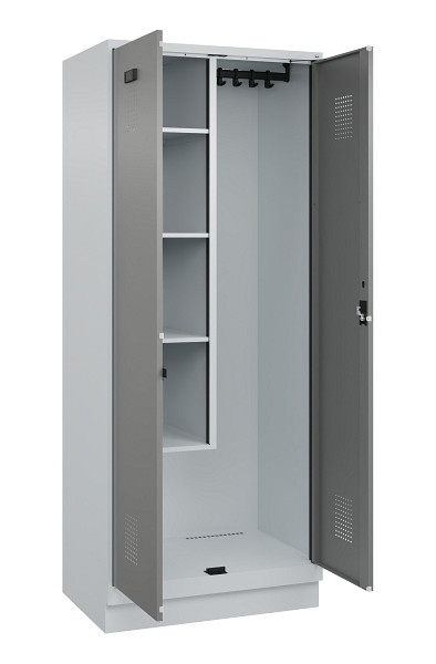 C+P Putzmittel-Spind Evolo PLUS, mit Sockel, 2 Abteile, 1950x800x500mm, 7035/000, Zylinderschloss, 049120-02 S10041