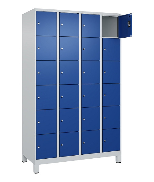 C+P Schließfachschrank Evolo PLUS, mit Füßen, 24 Fächer, 1950x1200x500mm, 7035/5010 Enzianblau, 049010-406 S10006