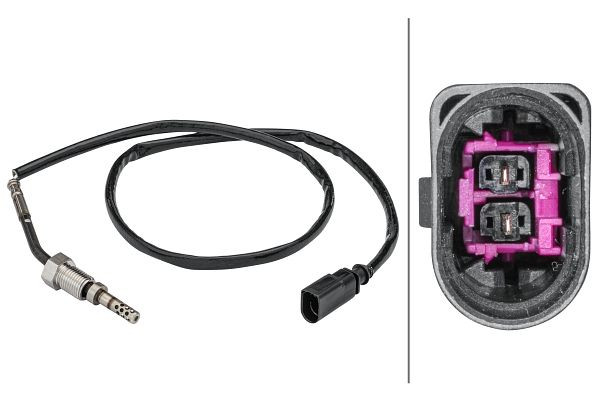 HELLA Sensor, Abgastemperatur, 2-polig, geschraubt, Kabel: 740mm, 6PT 358 181-431