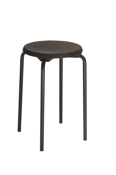 Lotz Stapelhocker, Sitz PU schwarz, Sitzhöhe 580 mm, Gestell stabiles Stahlrohr, schwarz, 3258.01