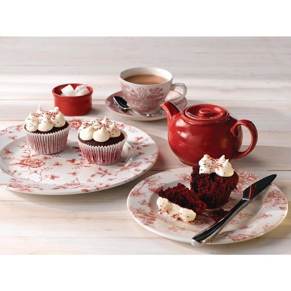 Churchill Vintage Prints Teeteller, Cranberry-Toile-Druck, 210 mm, (6 Stück), GF612