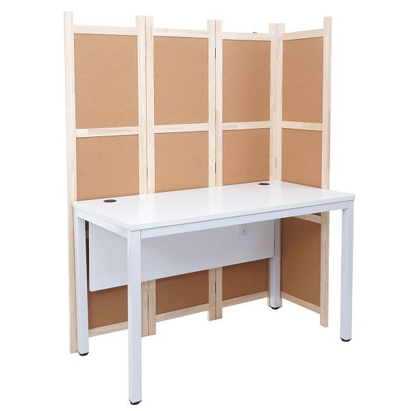 Mendler Schreibtisch HWC-E94, Bürotisch Computertisch mit Trennwand Pinnwand Sichtschutz, 69172+69454