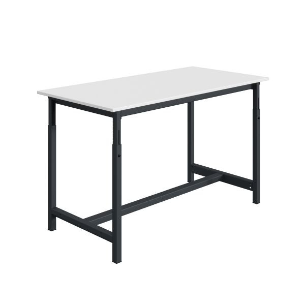 SOFAME PTH Werkbank, mechanisch höhenverstellbar, B 1800 x T 750 x H 778 bis 1058 mm, Melamin-Arbeitsplatte 38 mm, Anthrazitgrau RAL 7016, W010020310GA