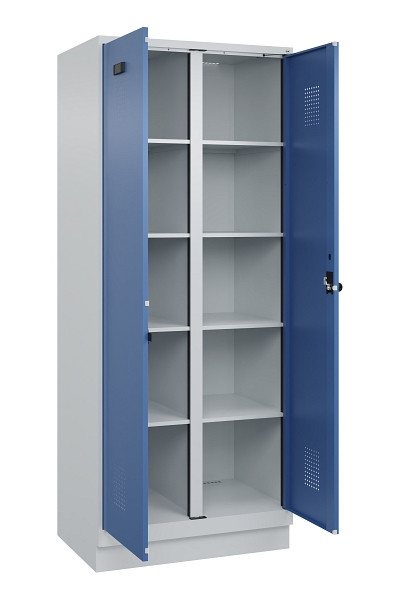 C+P Wäsche-Spind Evolo PLUS, mit Sockel, 2 Abteile, 1950x800x500mm, 7035/5023, Verschluss Drehriegel, 049022-22B S10008