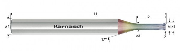 Karnasch VHM-Gewindewirbler LogTop poliert HSC M 1,40 / Steigung 0.30 / 2,2xD NHC-7000 Innengewinde, 231760014