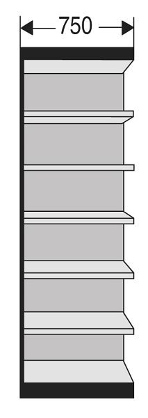 Kerkmann Büro-Regal Progress 2000, B 750 x T 400 x H 2600 mm, schwarz/lichtgrau, 50225615