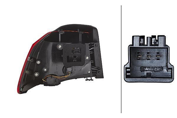 HELLA Heckleuchte, LED, äusserer Teil, für u.a. VW Golf VI (5K1), für Linksverkehr/für Rechtsverkehr, rechts, 2SD 010 408-081