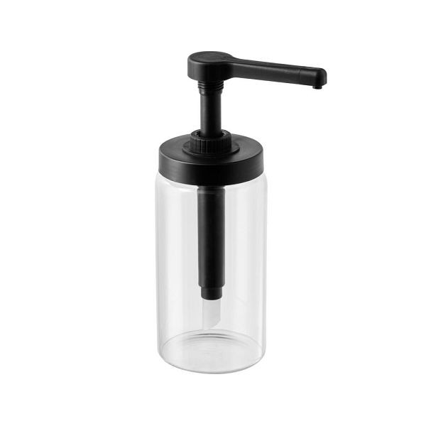 APS Dosierspender DISPENSA - Glas, 1 Liter, Ø 10 cm, Höhe 27 cm, Hubvolumen 15 ml, transparent, 93285