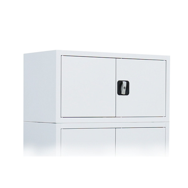 Lüllmann Aufsatzschrank mit Flügeltüren und Zylinderschloss mit Drehgriff, 450 x 925 x 500 mm, signalweiß, 531147