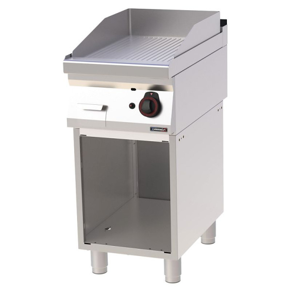 Casselin Snackplatte Chrom gerillt mit Unterbau Gas 40 - Linie 700, C7PASCRG40S