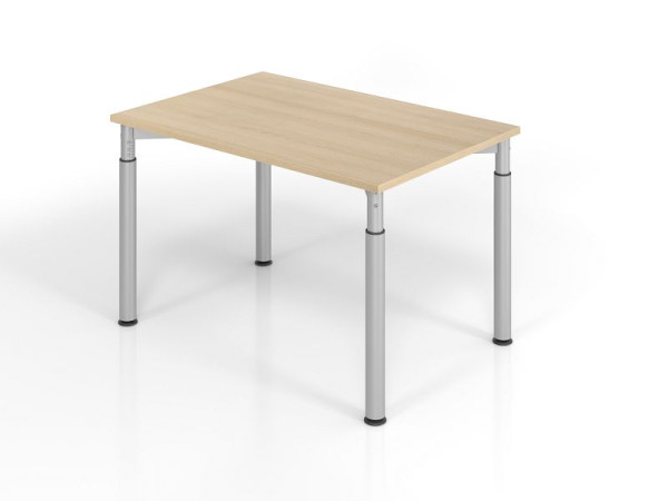 Hammerbacher Schreibtisch YS12, 120 x 80 cm, Platte: Eiche, 25 mm dick, ABS-Dickkante, Rechteckform, Silber, VYS12/E/S