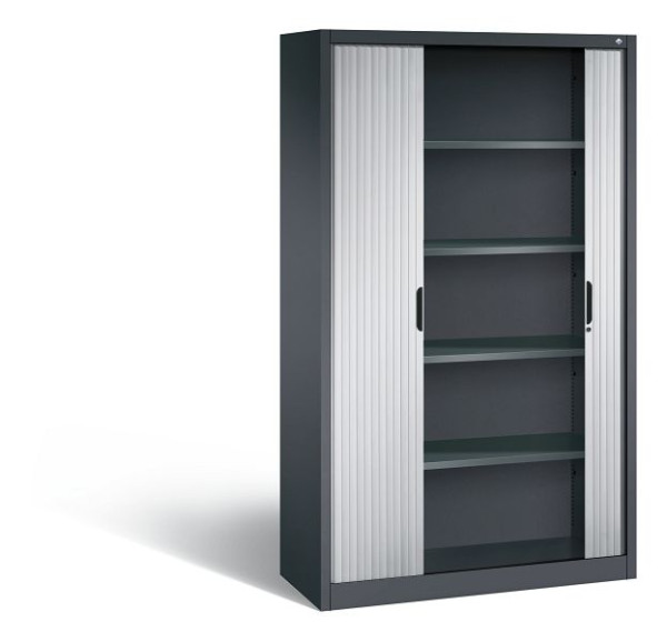 C+P Rollladenschrank Omnispace, H1980xB1200xT420mm, Farbe: Schwarzgrau / Weißaluminium, Griffmulde, 5 OH, 3203-00 S10311