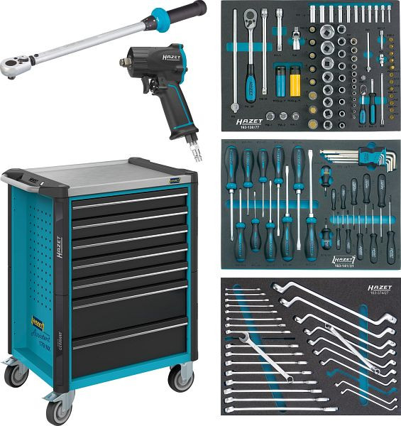 Hazet Werkstattwagen Assistent, Schubfächer, flach: 5x 77x522x398 mm, Anzahl Werkzeuge: 317, 179NX-7/137