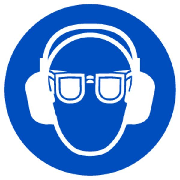 Schilder Klar Praxisbewährtes Gebotszeichen Augen- und Gehörschutz benutzen, 200 mm Folie selbstklebend, 1523/62