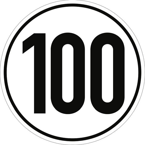 Moedel Geschwindigkeitsschild, 100 km/h, Aluminium, Ø 200 mm, 54262