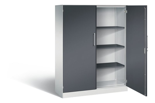 C+P Flügeltürenschrank Asisto, H1635xB1200xT435mm, Farbe: Lichtgrau / Schwarzgrau, Bügelgriff, 4 OH, 141011-000 S10057