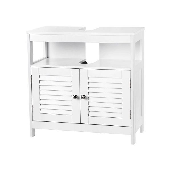 VASAGLE Waschbeckenschrank mit Lamellentüren, BBC02WT, 6955880325863