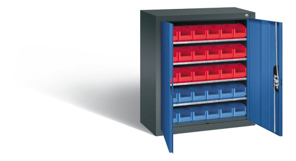 C+P Magazinschrank Serie 13, H830xB700xT300mm, Farbe: Anthrazitgrau / Enzianblau, Muldengriff, 134013-23 S10018