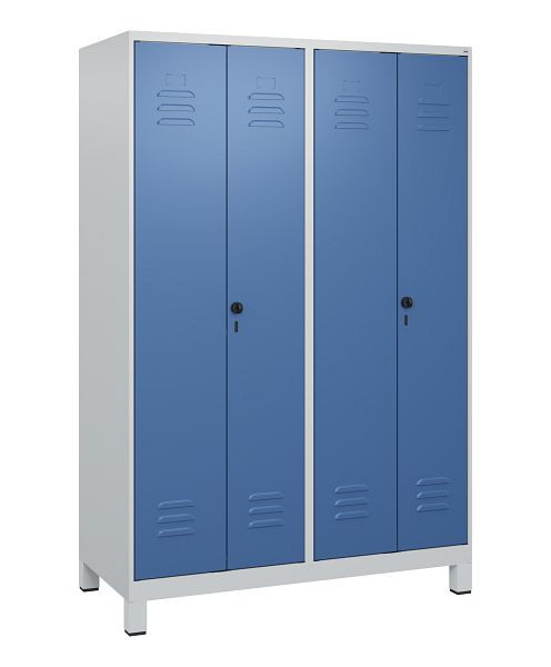 C+P Umkleidespind Classic PLUS SW, Füße, 4 Abteile, 1800x1200x500mm, 7035/5023, Drehriegel, 0800127-40 S10005